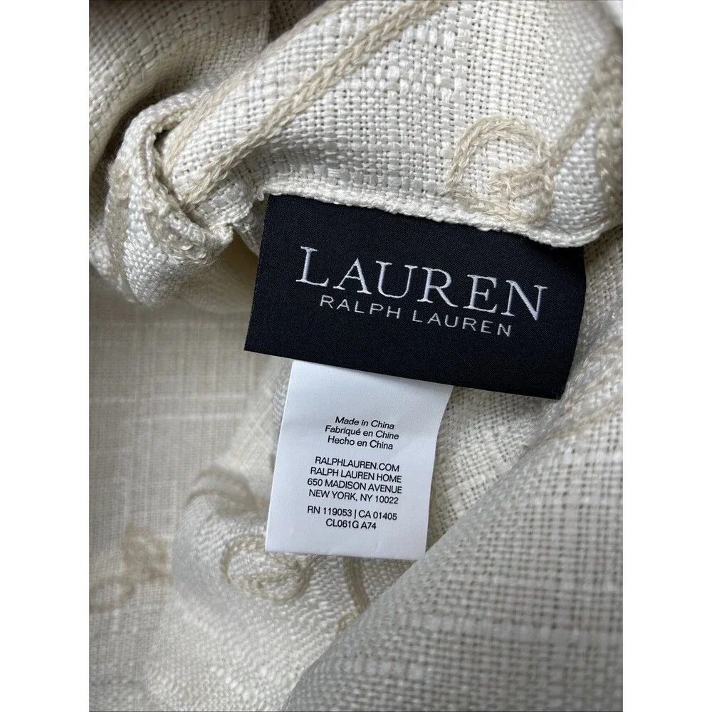 Lauren Ralph Lauren Beige Embroidered Floral Curtains‎ 2 Panels 50x84” New